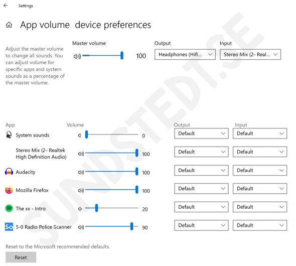 How to add desktop shortcut to App volume device preferences