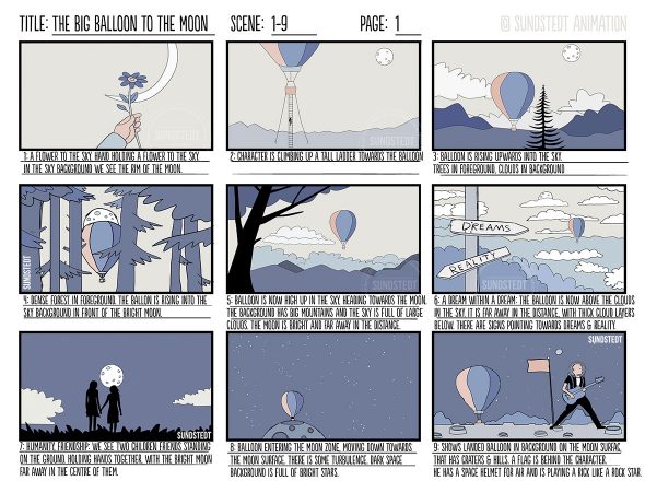 The Big Balloon to the Moon Music Video Storyboard - Sundstedt Animation - Retina